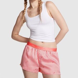 NWT PINK Victoria's Secret Red Striped Women's Boxer Shorts